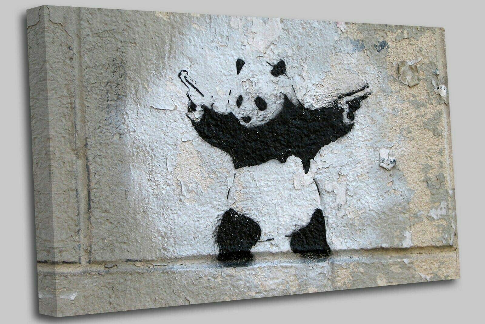Amazon.com: Banksy Panda with Guns - street Canvas Wall Art